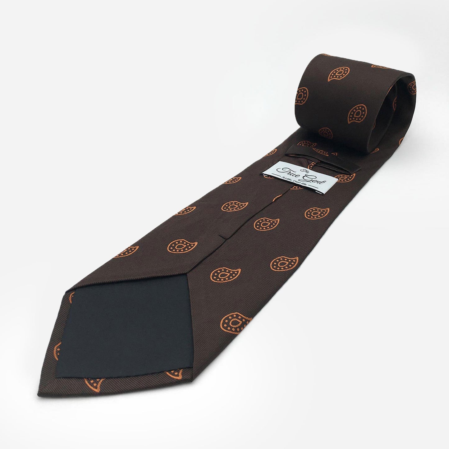 Cravate en soie paisley marron cigare