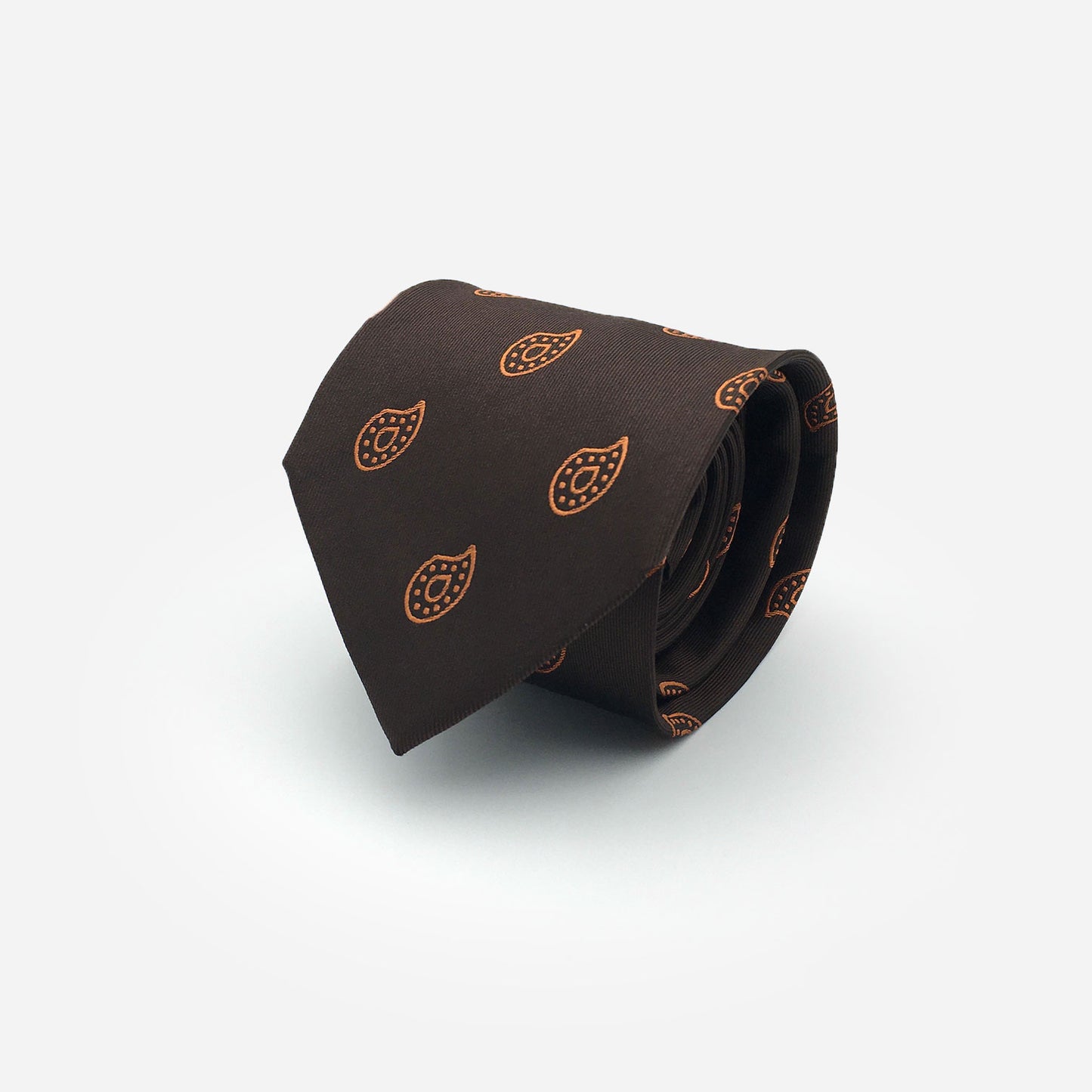 Cravate en soie paisley marron cigare