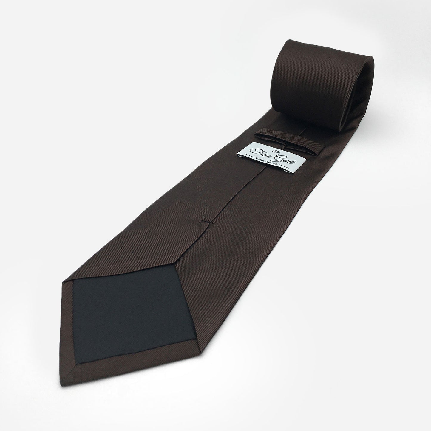Cravate en soie unie marron cigare