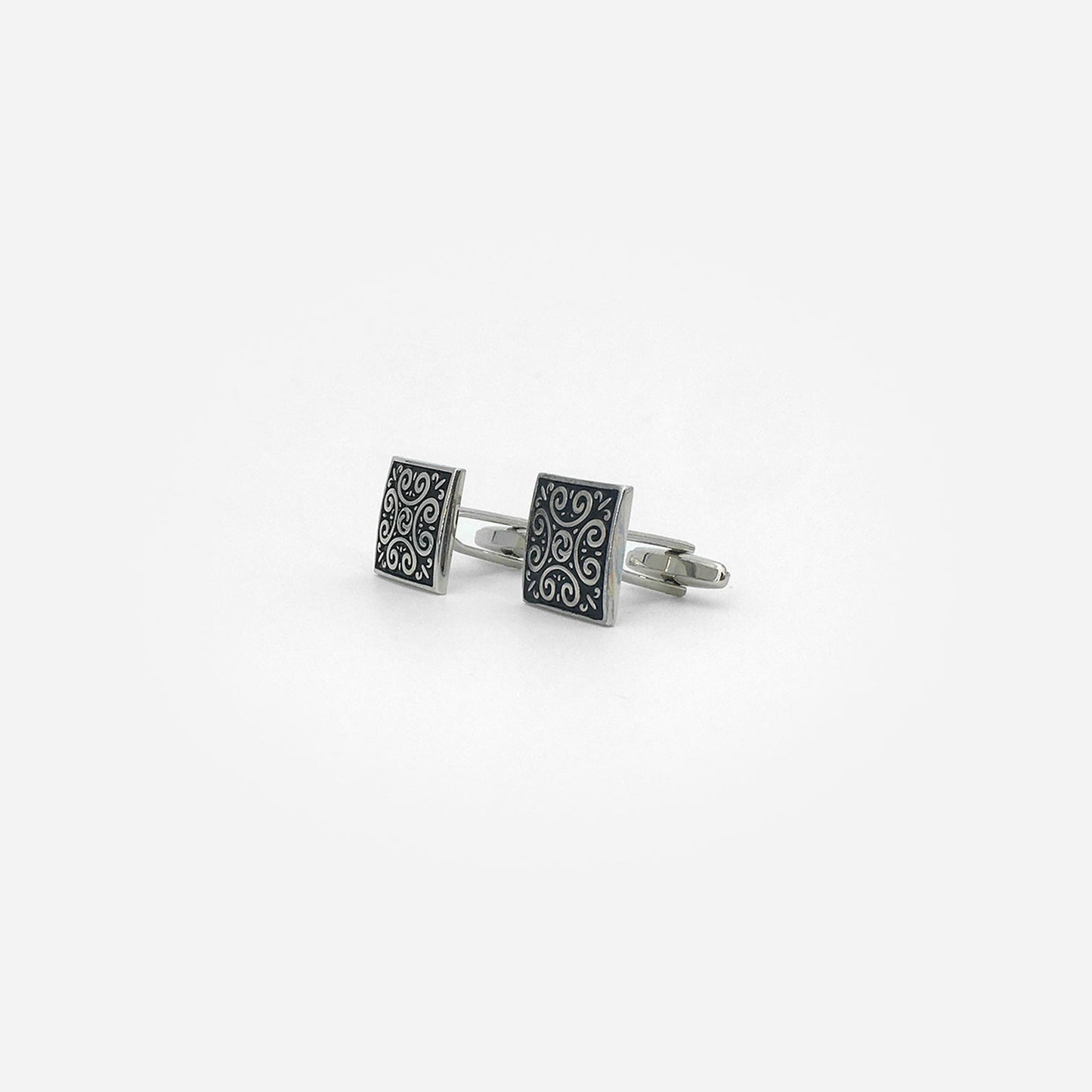 Boutons de manchettes argent carrés